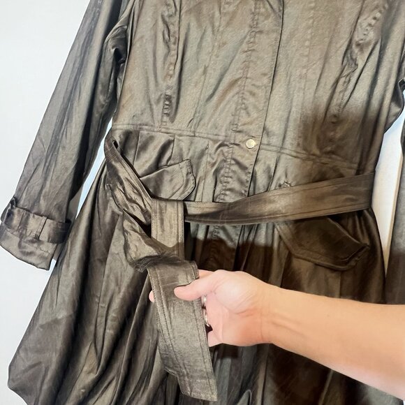 SAMUEL DONG BUBBLE COAT DRESS Women Classic XL Brown Bronze Lined Water Resistan - Picture 8 of 15